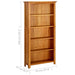 Bibliotecă cu 5 rafturi, 70x22x140 cm, lemn masiv de stejar - WALTI WALTI