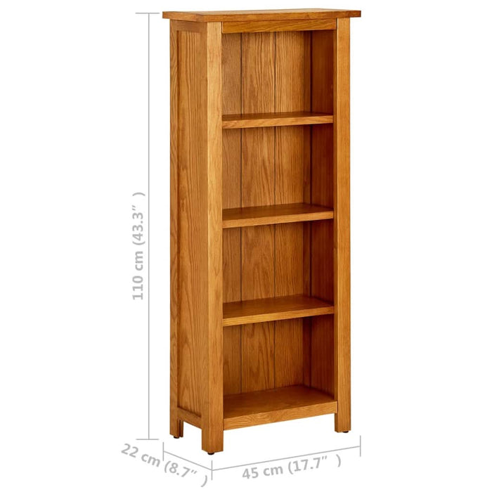Bibliotecă cu 4 rafturi, 45x22x110 cm, lemn masiv de stejar - WALTI WALTI