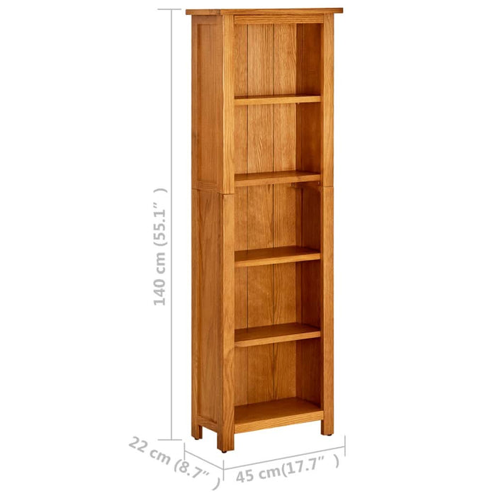 Bibliotecă cu 5 rafturi, 45x22x140 cm, lemn masiv de stejar - WALTI WALTI