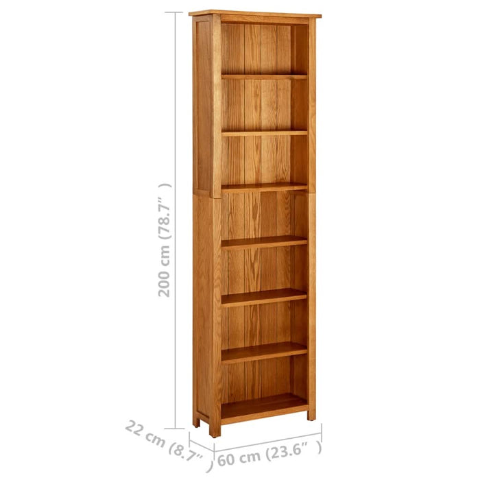 Bibliotecă cu 7 rafturi, 60x22x200 cm, lemn masiv de stejar - WALTI WALTI