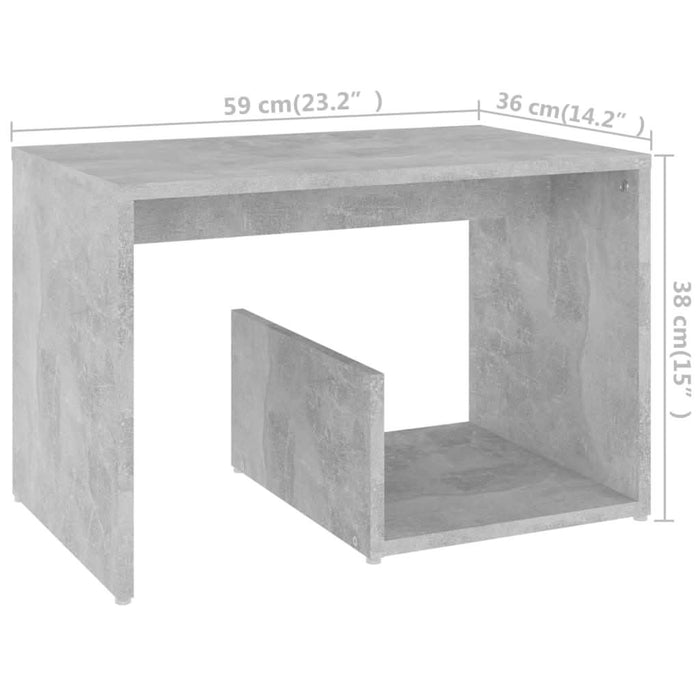 Masă laterală, gri beton, 59x36x38 cm, PAL - WALTI WALTI