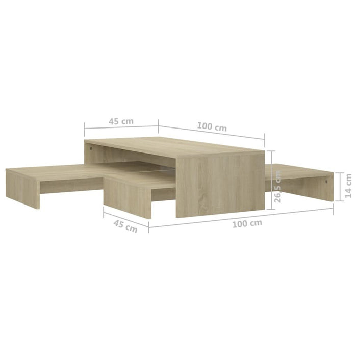 Set măsuțe de cafea suprapuse stejar sonoma 100x100x26,5 cm PAL - WALTI WALTI