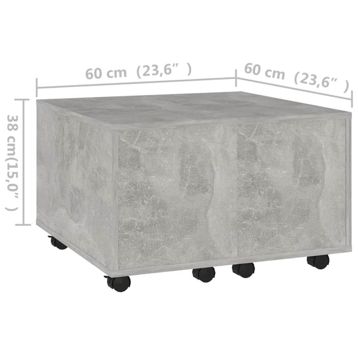 Măsuță de cafea, gri beton, 60x60x38 cm, PAL - WALTI WALTI