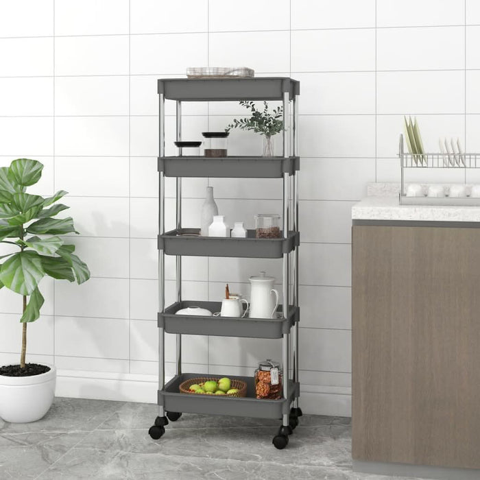 Cărucior de bucătărie 5 niveluri gri 42x29x128 cm fier și ABS - WALTI WALTI