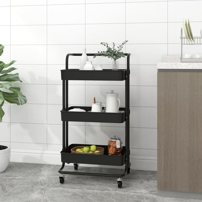 Cărucior de bucătărie 3 niveluri negru 42x35x85 cm fier/ABS - WALTI WALTI