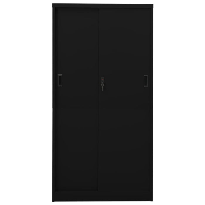 Dulap de birou cu ușă glisantă, negru, 90x40x180 cm, oțel - WALTI WALTI