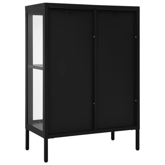 Servantă, negru, 75x35x105 cm, oțel și sticlă - WALTI WALTI