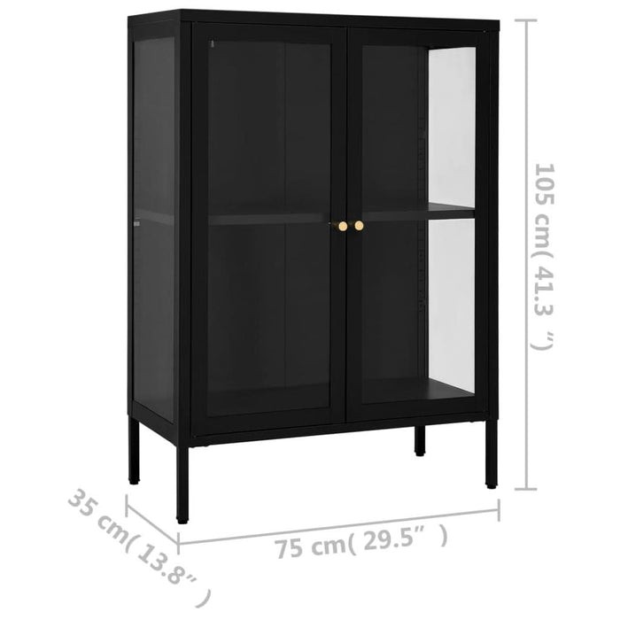 Servantă, negru, 75x35x105 cm, oțel și sticlă - WALTI WALTI