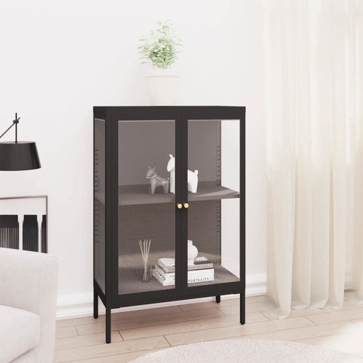 Servantă, negru, 75x35x105 cm, oțel și sticlă - WALTI WALTI