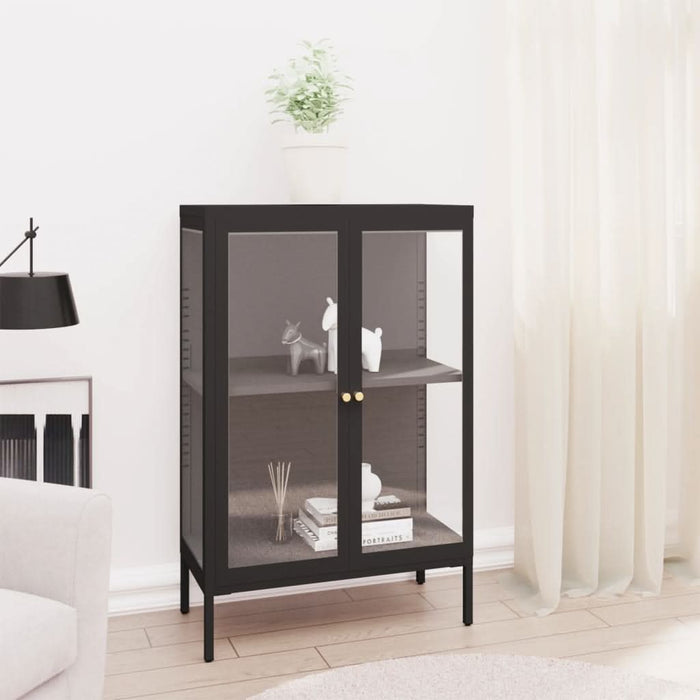 Servantă, negru, 75x35x105 cm, oțel și sticlă - WALTI WALTI