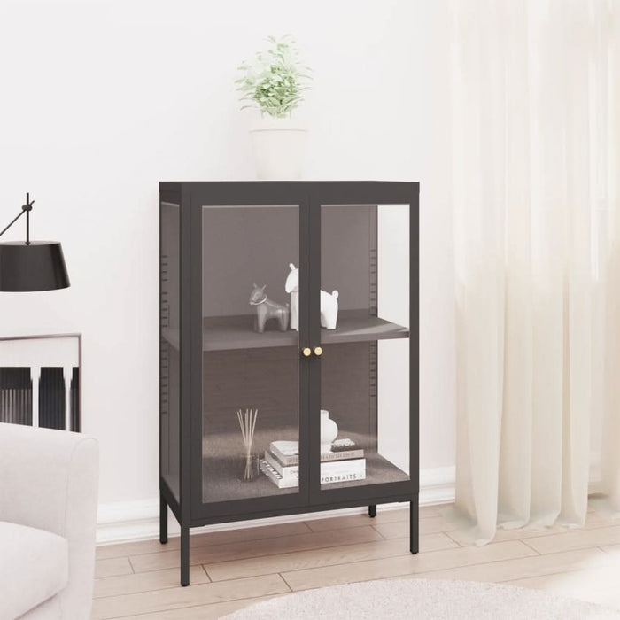 Servantă, antracit, 75x35x105 cm, oțel și sticlă - WALTI WALTI