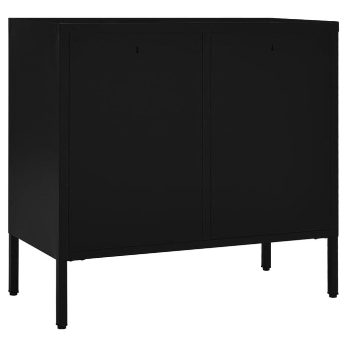 Servantă, negru, 75x35x70 cm, oțel și sticlă securizată - WALTI WALTI