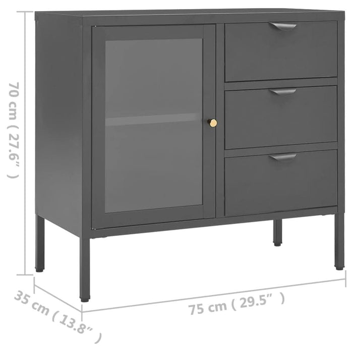 Servantă, antracit, 75x35x70 cm, oțel și sticlă securizată - WALTI WALTI