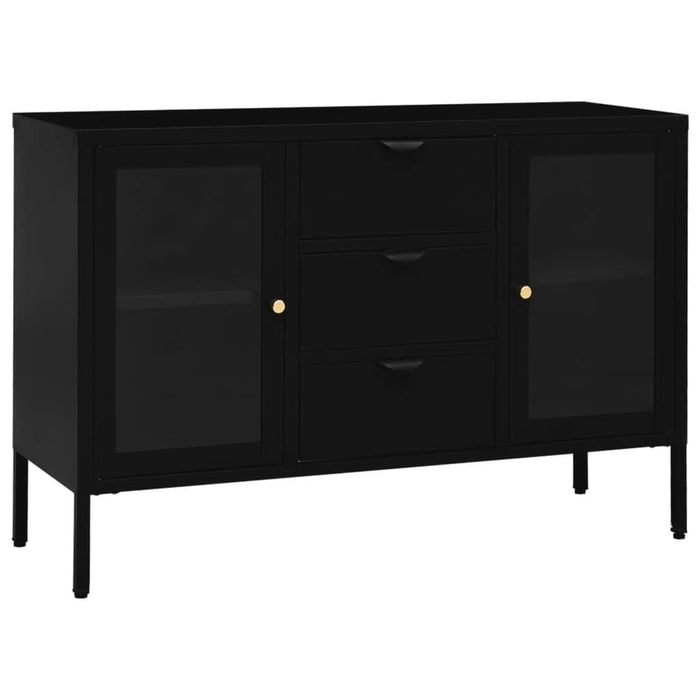 Servantă, negru, 105x35x70 cm, oțel și sticlă securizată - WALTI WALTI