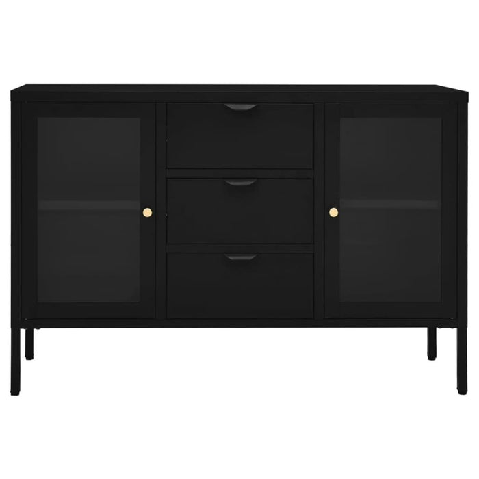 Servantă, negru, 105x35x70 cm, oțel și sticlă securizată - WALTI WALTI