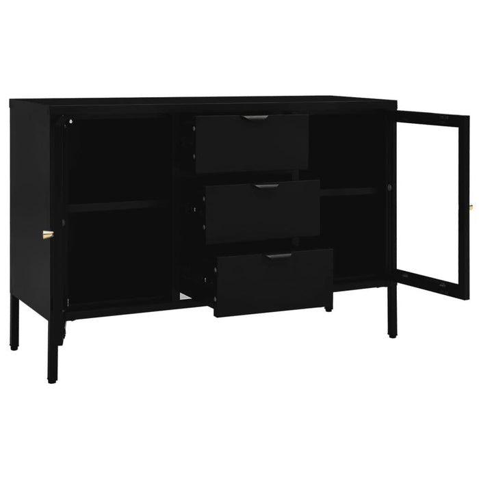 Servantă, negru, 105x35x70 cm, oțel și sticlă securizată - WALTI WALTI