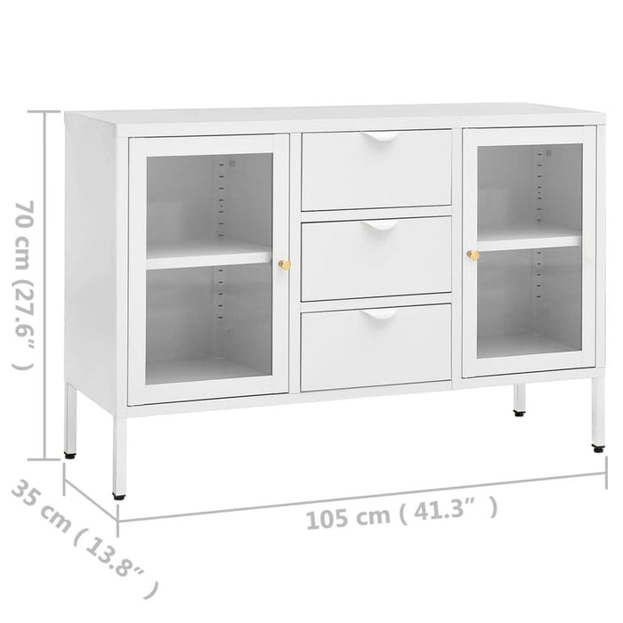 Servantă, alb, 105x35x70 cm, oțel și sticlă securizată - WALTI WALTI