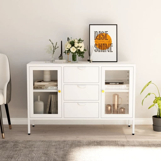 Servantă, alb, 105x35x70 cm, oțel și sticlă securizată - WALTI WALTI