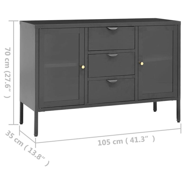 Servantă, antracit, 105x35x70 cm, oțel și sticlă securizată - WALTI WALTI