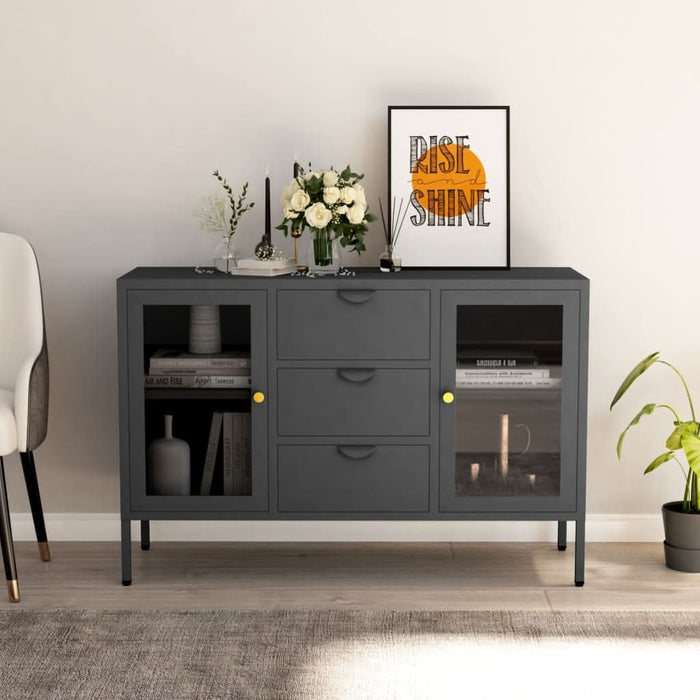 Servantă, antracit, 105x35x70 cm, oțel și sticlă securizată - WALTI WALTI