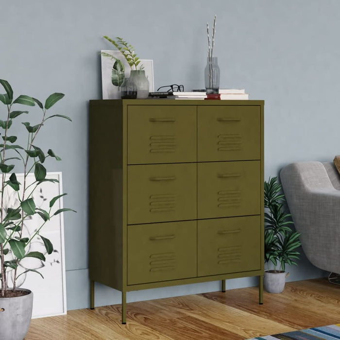 Dulap cu sertare, verde măsliniu, 80x35x101,5 cm, oțel - WALTI WALTI