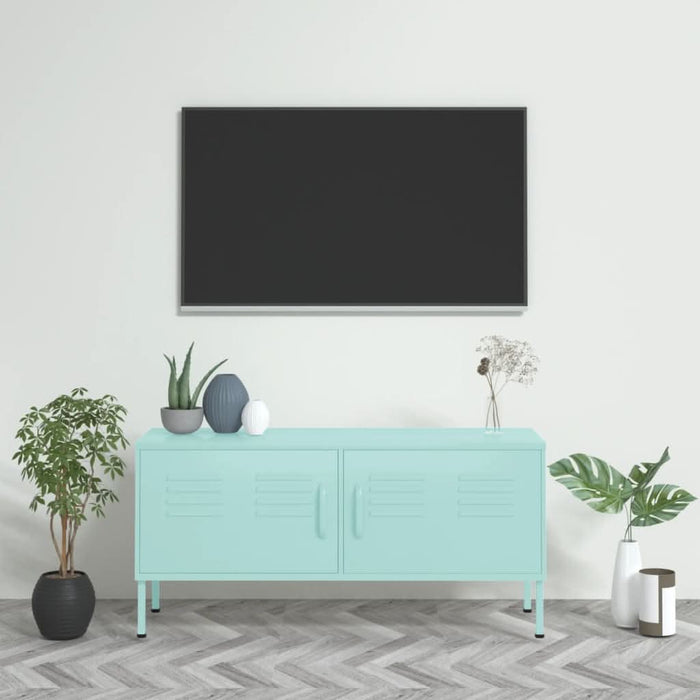 Comodă TV, verde mentă, 105x35x50 cm, oțel - WALTI WALTI
