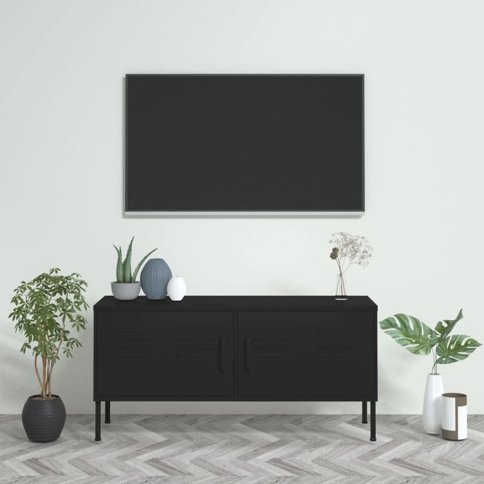 Comodă TV, negru, 105x35x50 cm, oțel - WALTI WALTI