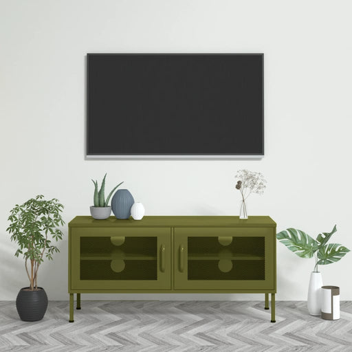 Comodă TV, verde măsliniu, 105x35x50 cm, oțel - WALTI WALTI