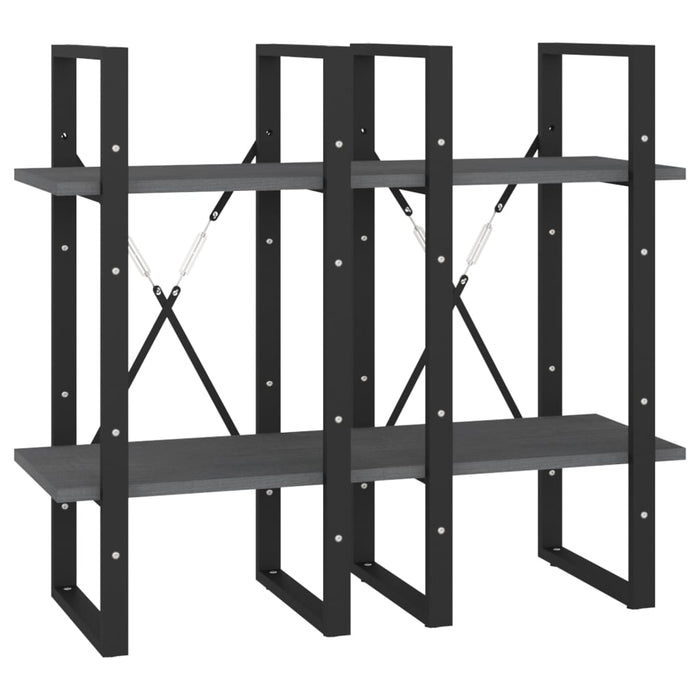 Bibliotecă cu 4 rafturi, gri, 40x30x140 cm, lemn masiv de pin - WALTI WALTI