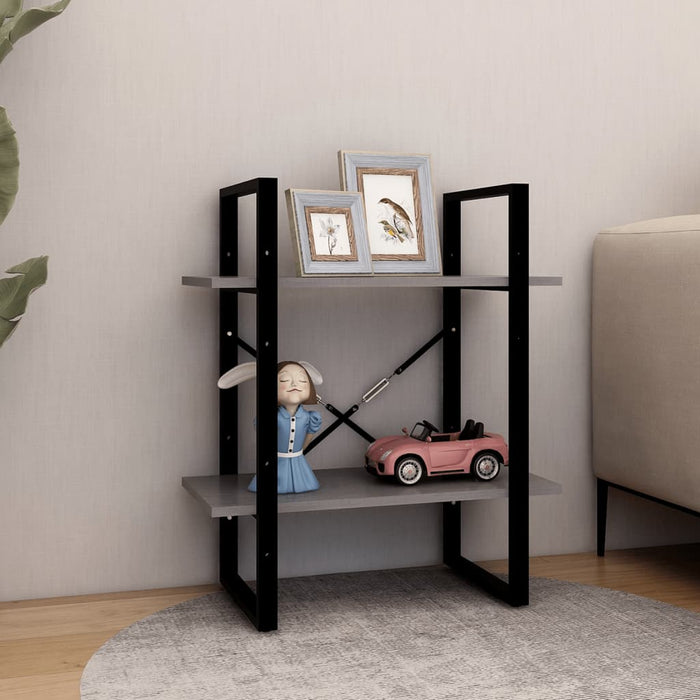 Bibliotecă cu 2 rafturi, gri, 60x30x70 cm, lemn masiv de pin - WALTI WALTI