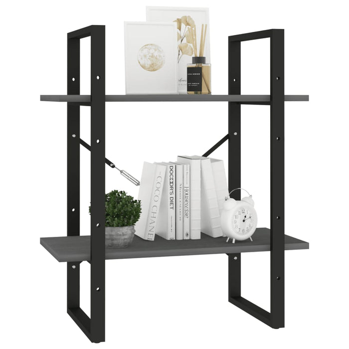 Bibliotecă cu 2 rafturi, gri, 60x30x70 cm, lemn masiv de pin - WALTI WALTI