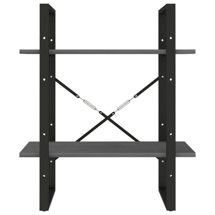 Bibliotecă cu 2 rafturi, gri, 60x30x70 cm, lemn masiv de pin - WALTI WALTI