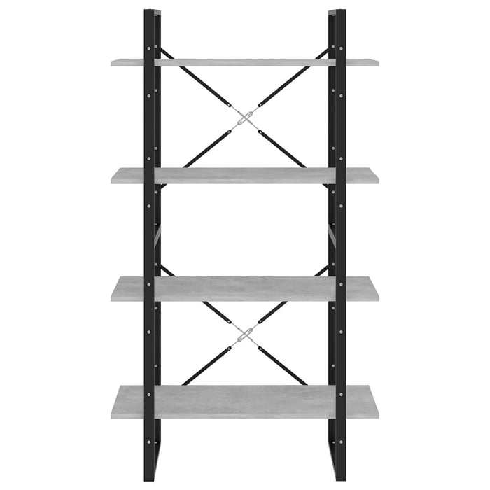 Bibliotecă cu 4 rafturi, gri beton, 80x30x140 cm, PAL - WALTI WALTI