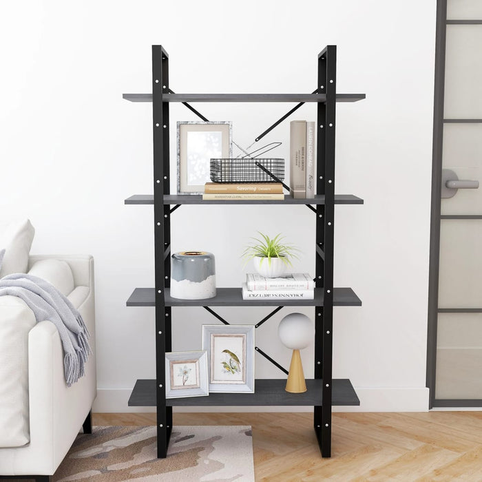 Bibliotecă cu 4 rafturi, gri, 80x30x140 cm, lemn masiv de pin - WALTI WALTI