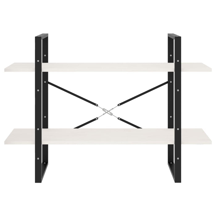 Bibliotecă cu 2 rafturi, alb, 100x30x70 cm, lemn masiv de pin - WALTI WALTI