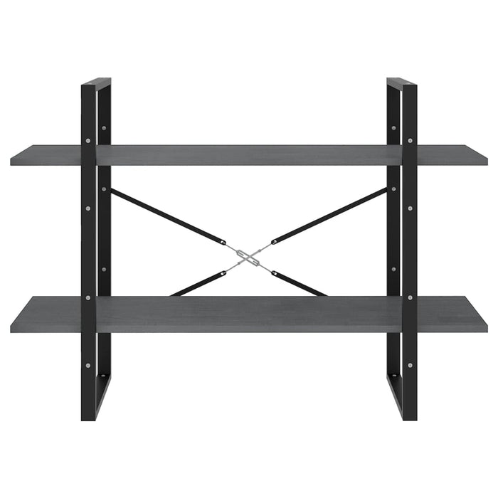 Bibliotecă cu 2 rafturi, gri, 100x30x70 cm, lemn masiv de pin - WALTI WALTI