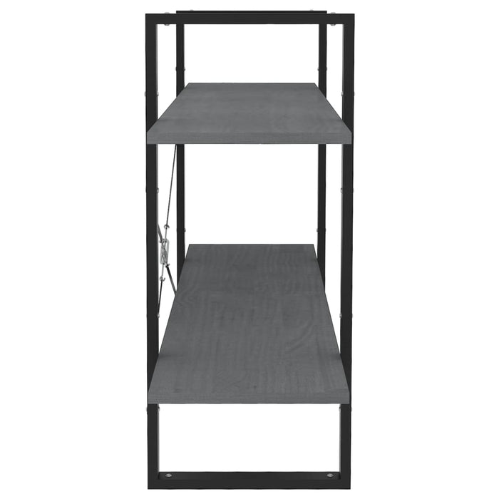 Bibliotecă cu 2 rafturi, gri, 100x30x70 cm, lemn masiv de pin - WALTI WALTI