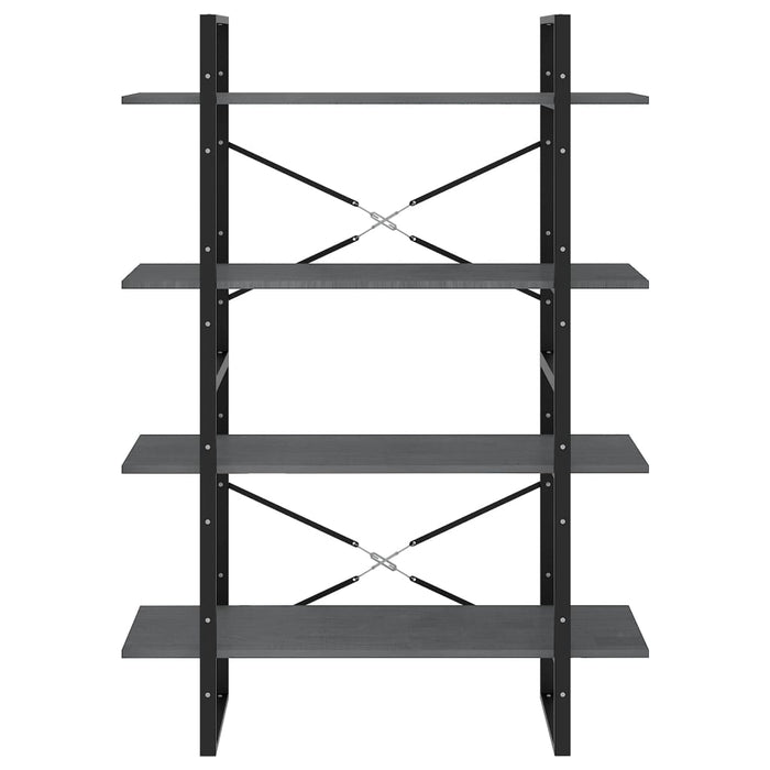 Bibliotecă cu 4 rafturi, gri, 100x30x140 cm, lemn masiv de pin - WALTI WALTI