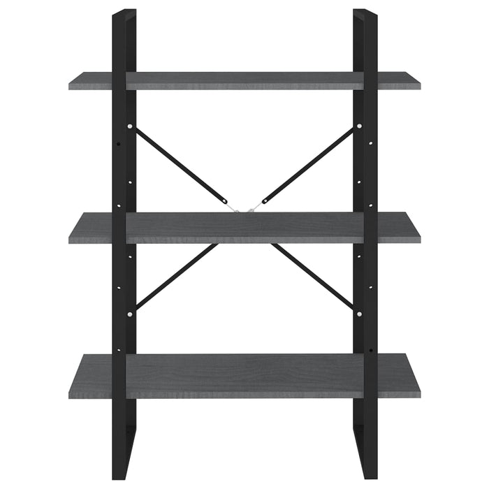 Bibliotecă cu 3 rafturi, gri, 80x30x105 cm, lemn masiv de pin - WALTI WALTI
