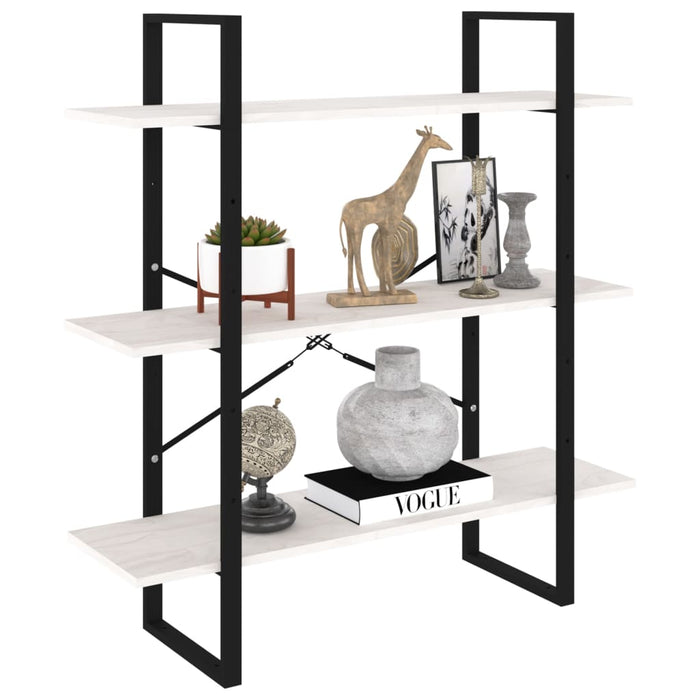 Bibliotecă cu 3 rafturi, alb, 100x30x105 cm, lemn masiv de pin - WALTI WALTI