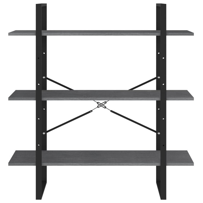 Bibliotecă cu 3 rafturi, gri, 100x30x105 cm, lemn masiv de pin - WALTI WALTI