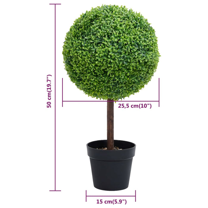 Plantă artificială cimișir cu ghiveci, verde, 50cm, formă minge - WALTI WALTI