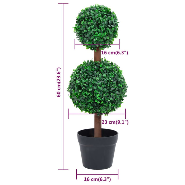 Plantă artificială cimișir cu ghiveci, verde, 60cm, formă minge - WALTI WALTI