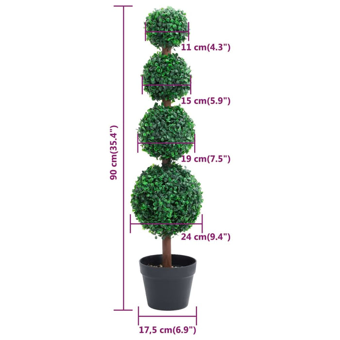 Plantă artificială cimișir cu ghiveci, verde, 90cm, formă minge - WALTI WALTI