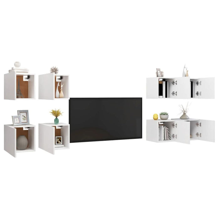 Dulapuri TV suspendate 8 buc., alb, 30,5x30x30 cm - WALTI WALTI