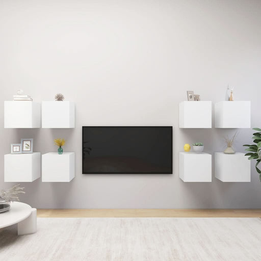 Dulapuri TV suspendate 8 buc., alb, 30,5x30x30 cm - WALTI WALTI