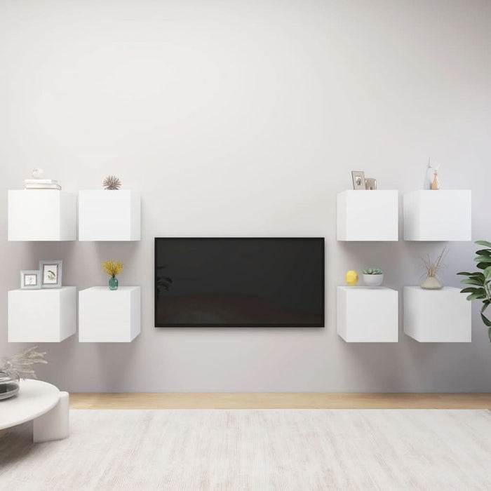 Dulapuri TV suspendate 8 buc., alb, 30,5x30x30 cm - WALTI WALTI