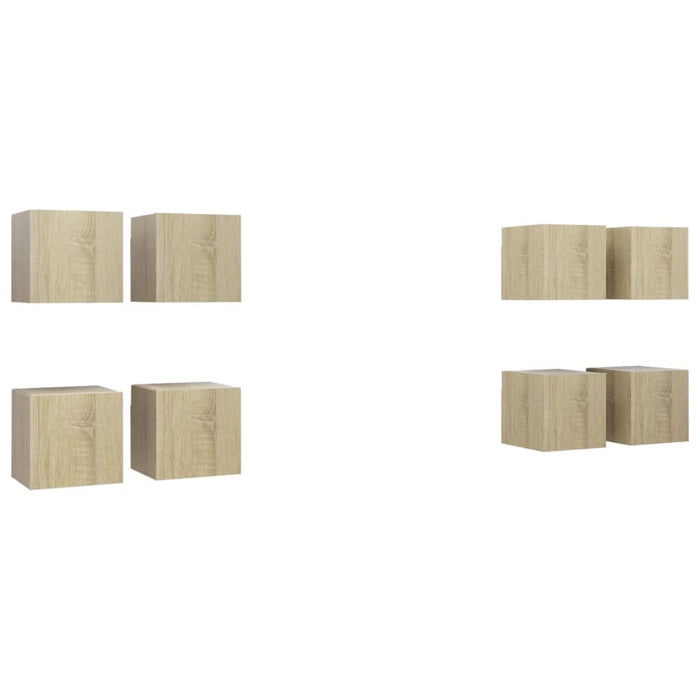 Dulapuri TV suspendate, 8 buc., stejar Sonoma, 30,5x30x30 cm - WALTI WALTI