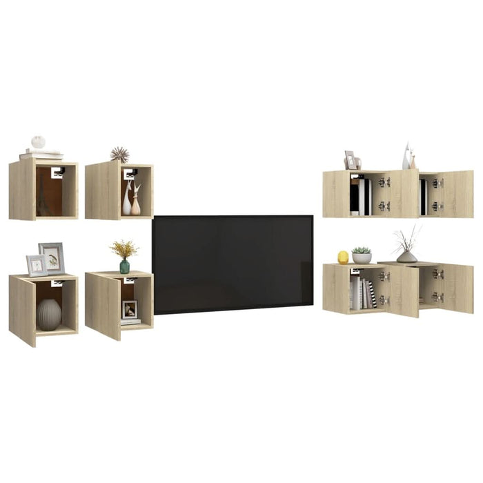 Dulapuri TV suspendate, 8 buc., stejar Sonoma, 30,5x30x30 cm - WALTI WALTI
