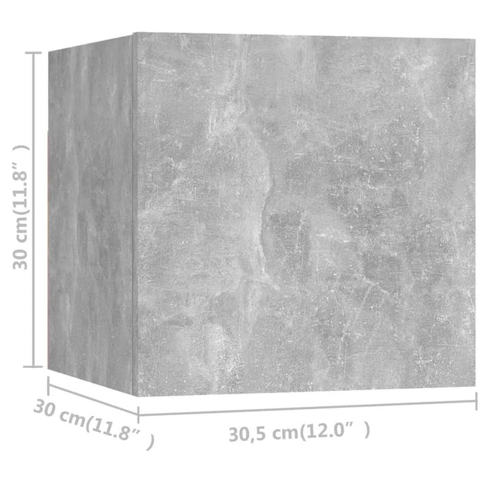 Dulapuri TV suspendate, 8 buc., gri beton, 30,5x30x30 cm - WALTI WALTI